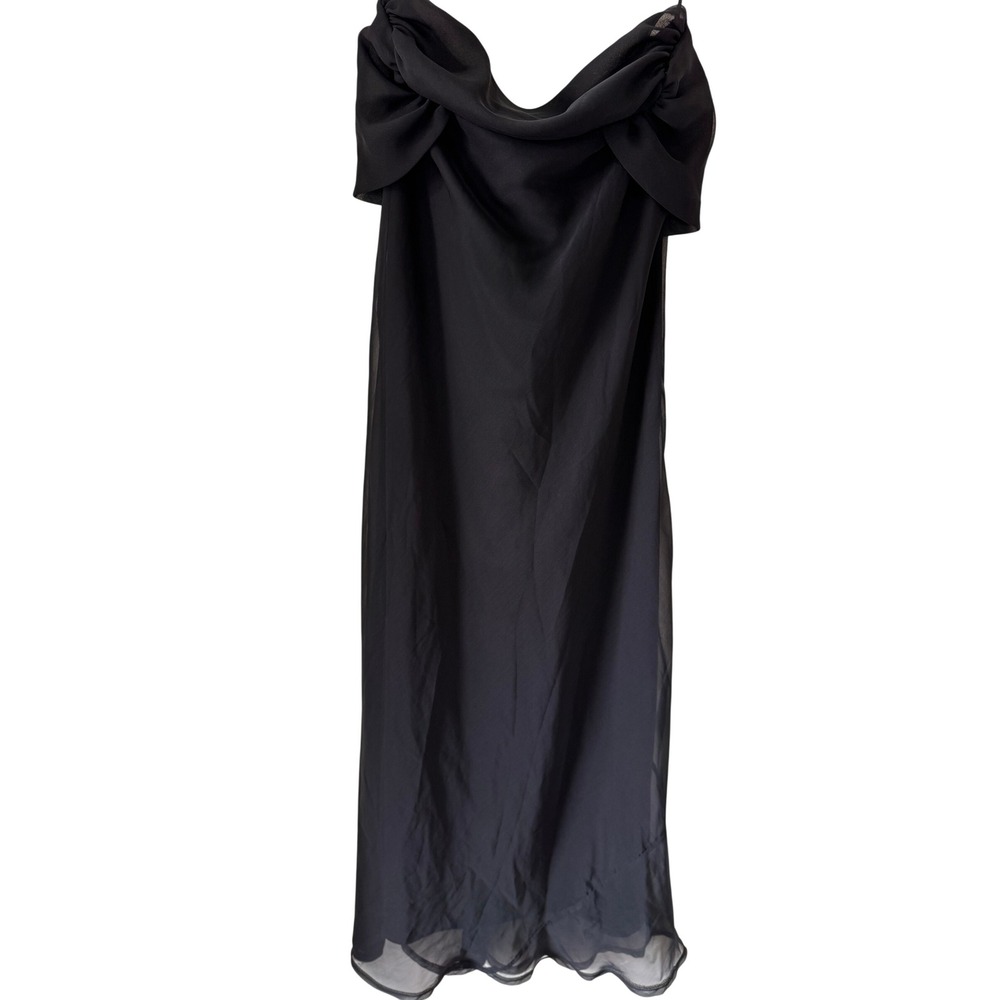 Vintage Alyn Paige‎ Dress Size 12 Black Chiffon Gown Strapless Formal Prom y2k